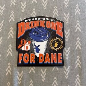 Dutch Bros Drink One Sticker - Blue, orange, White
